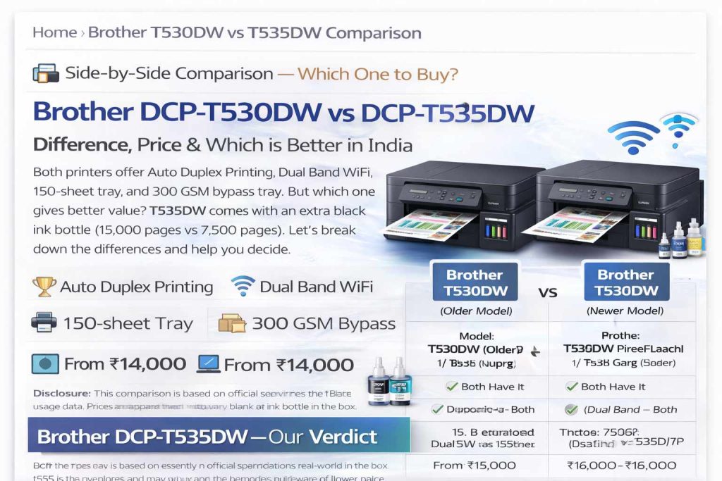 Brother DCP-T530DW vs DCP-T535DW