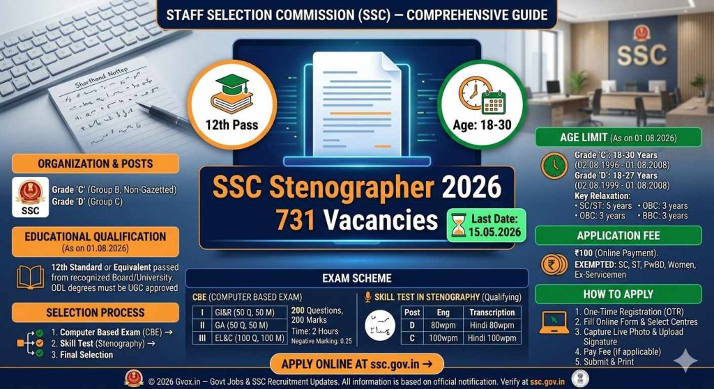 SSC Stenographer Recruitment 2026